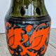 Sgraffito Scraffito enameled ceramic vase in green and orange colors - Year 1950