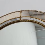 Grand miroir vénitien en mosaïque trapèze du XXe siècle avec guirlandes en laiton