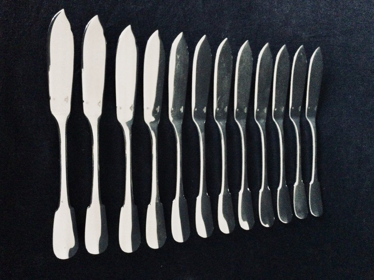 12 Christofle Fish Cutlery Model Cluny