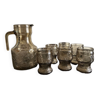 Pichet et 6 verres à orangeade  1970