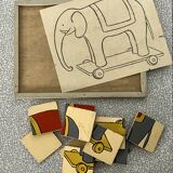 Wooden puzzle frame from the 1930s/40s depicting a circus elephant