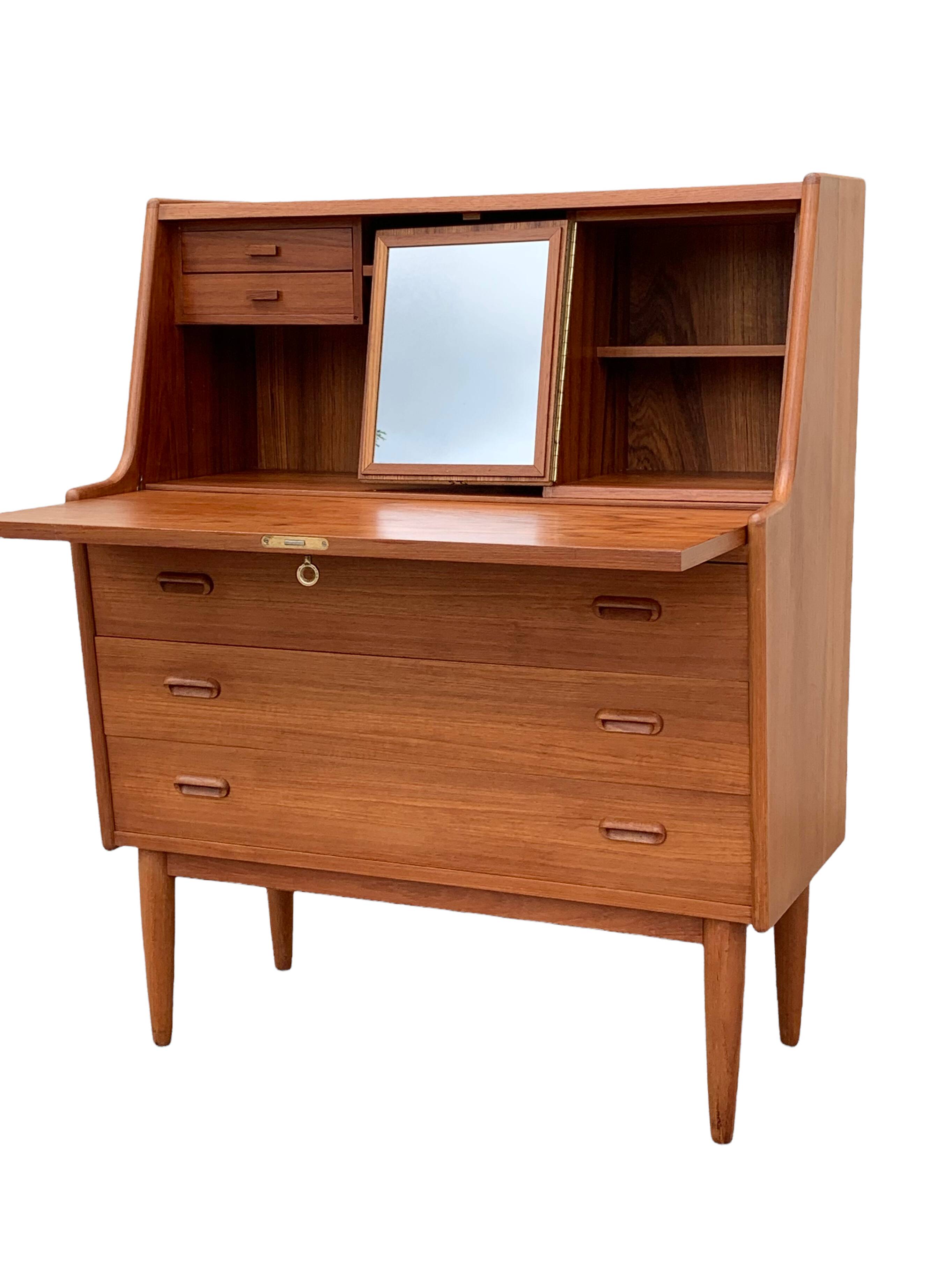Secretary chest of drawers Teak by Arne Wahl Iversen for Falster Modelfabrik 1960