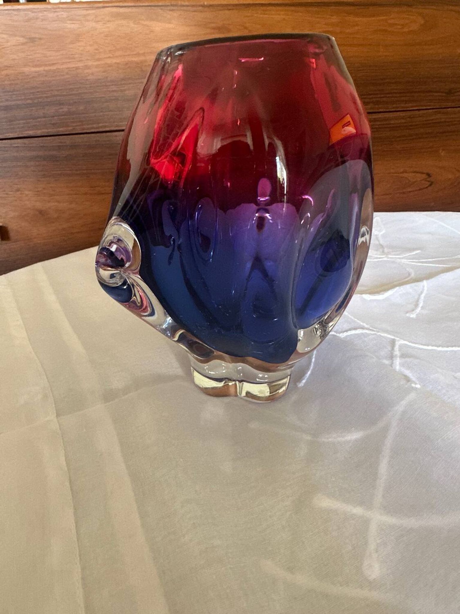 Small Bohemian Glass Vase by Josef Hospodka Vintage 1970s Czech