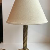 Brass table lamp and linen lampshade 50s