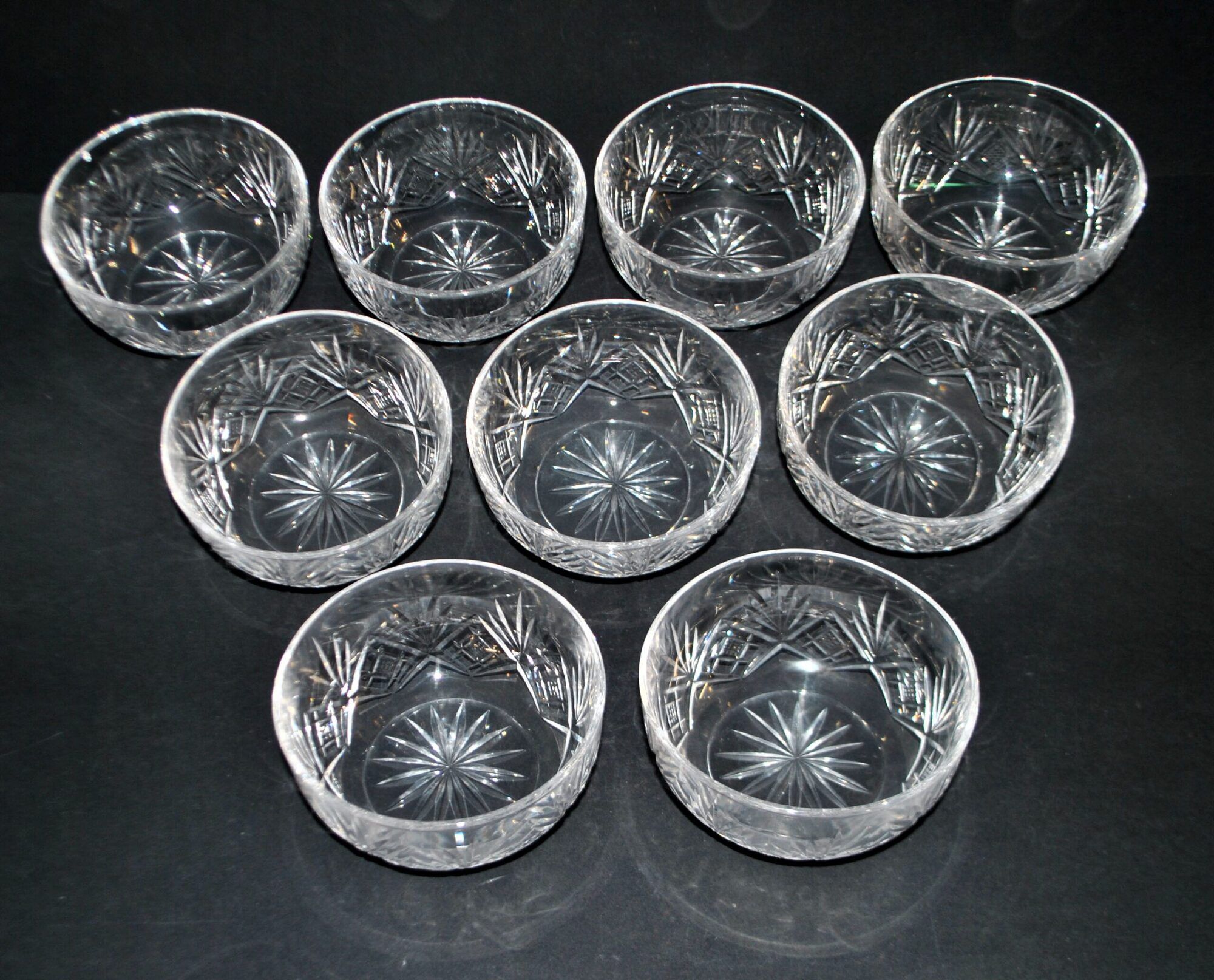 Lorraine crystalware set of 9 cut crystal bowls model Junon Lemberg Chantilly
