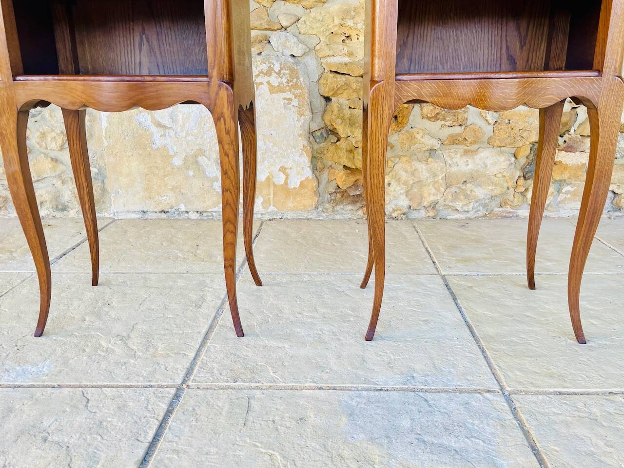Pair of Louis XV style bedside tables in oak