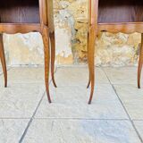Pair of Louis XV style bedside tables in oak