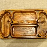 Servant display aperitif tray in olive wood with 6 picks