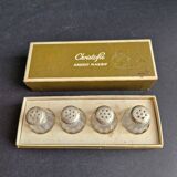 Set of 4 Christofle crystal and silver salt shakers