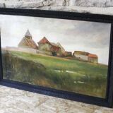 Oil on canvas signed Paysage de Beauce