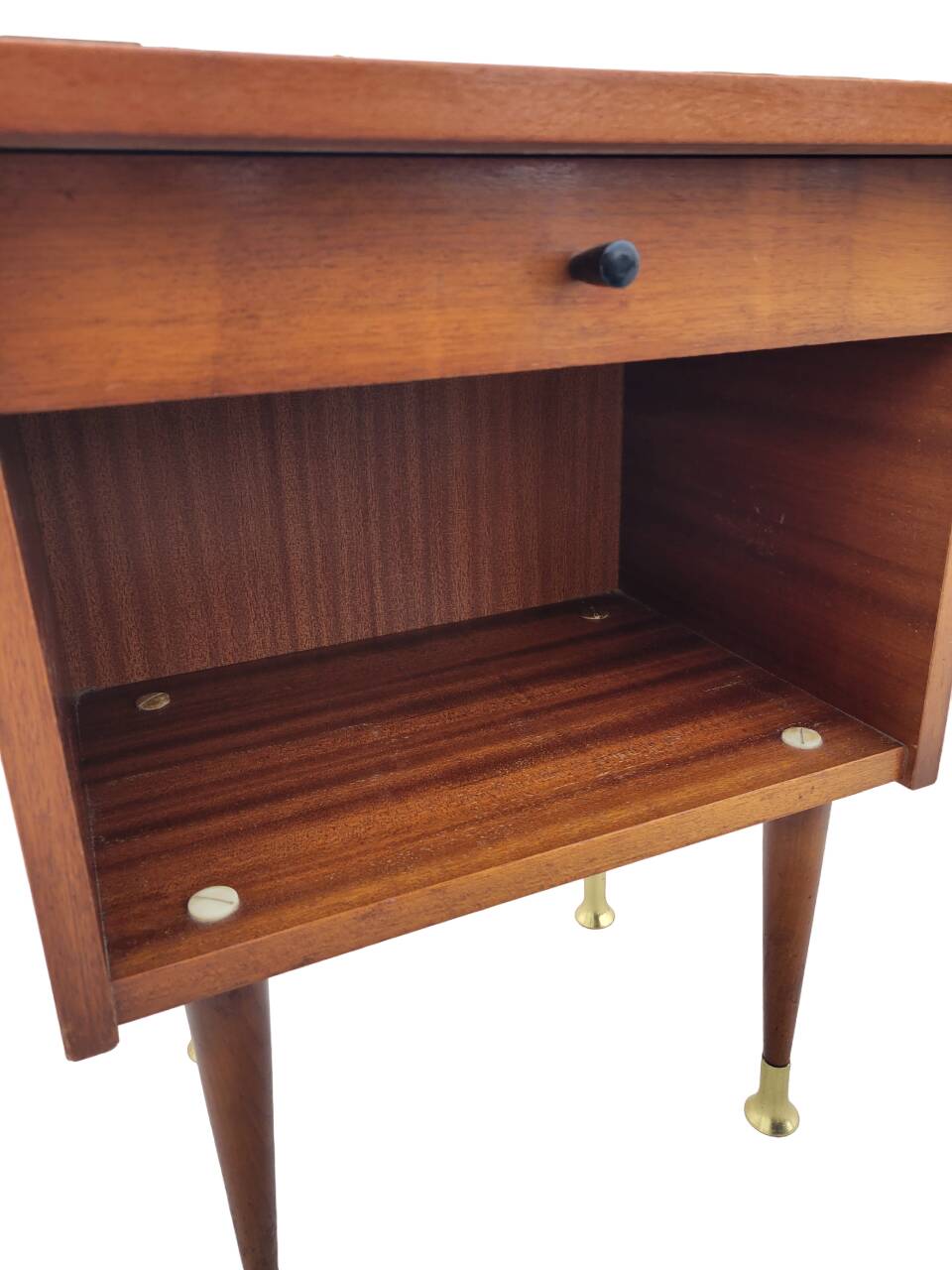 Vintage bedside table with golden pencil legs