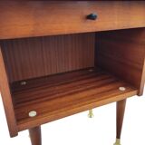 Vintage bedside table with golden pencil legs