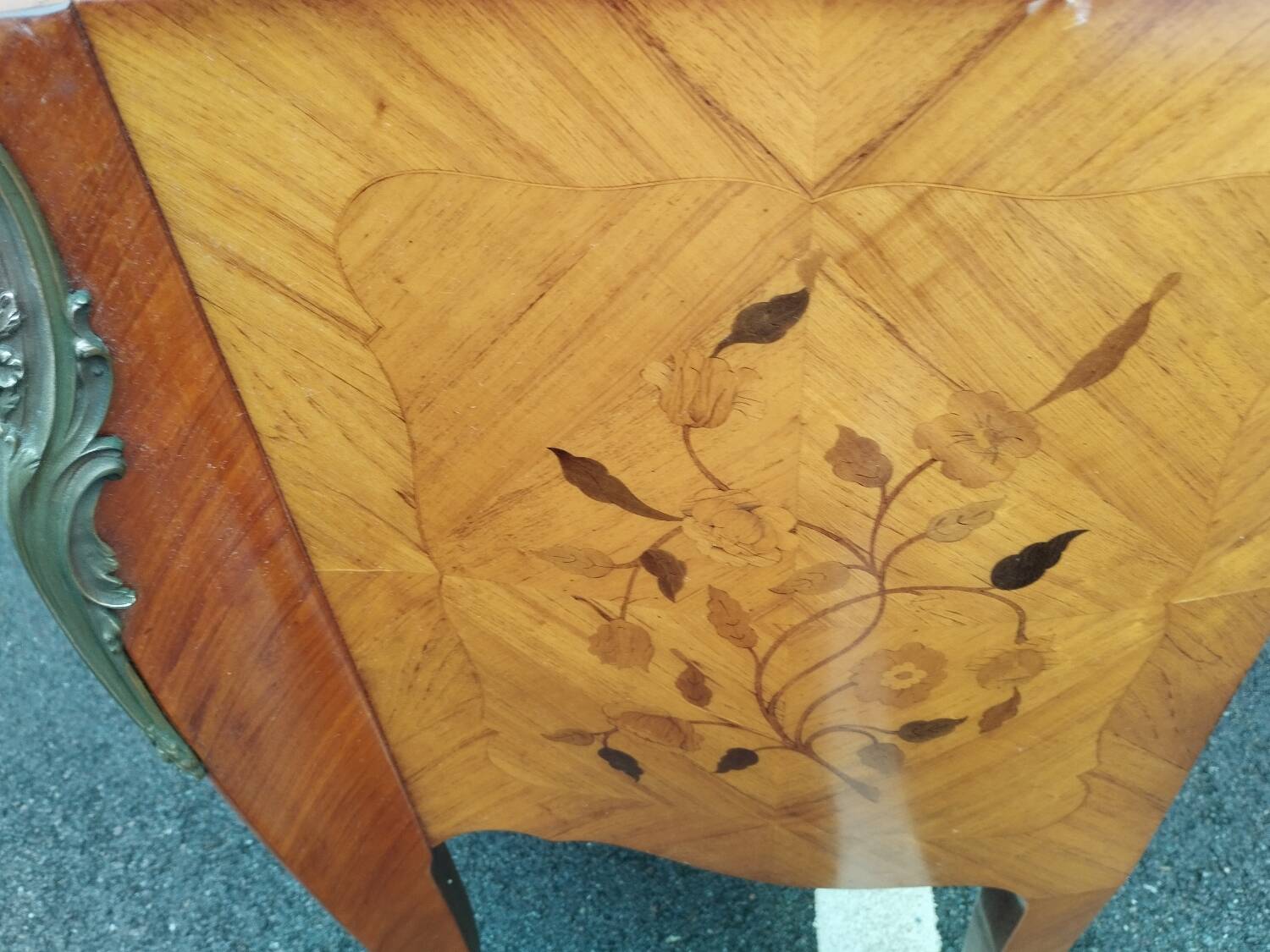 Old louis xv style marquetry chest of drawers