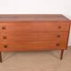 Danish teak chest of drawers or small sideboard, 3 large drawers, 1960.