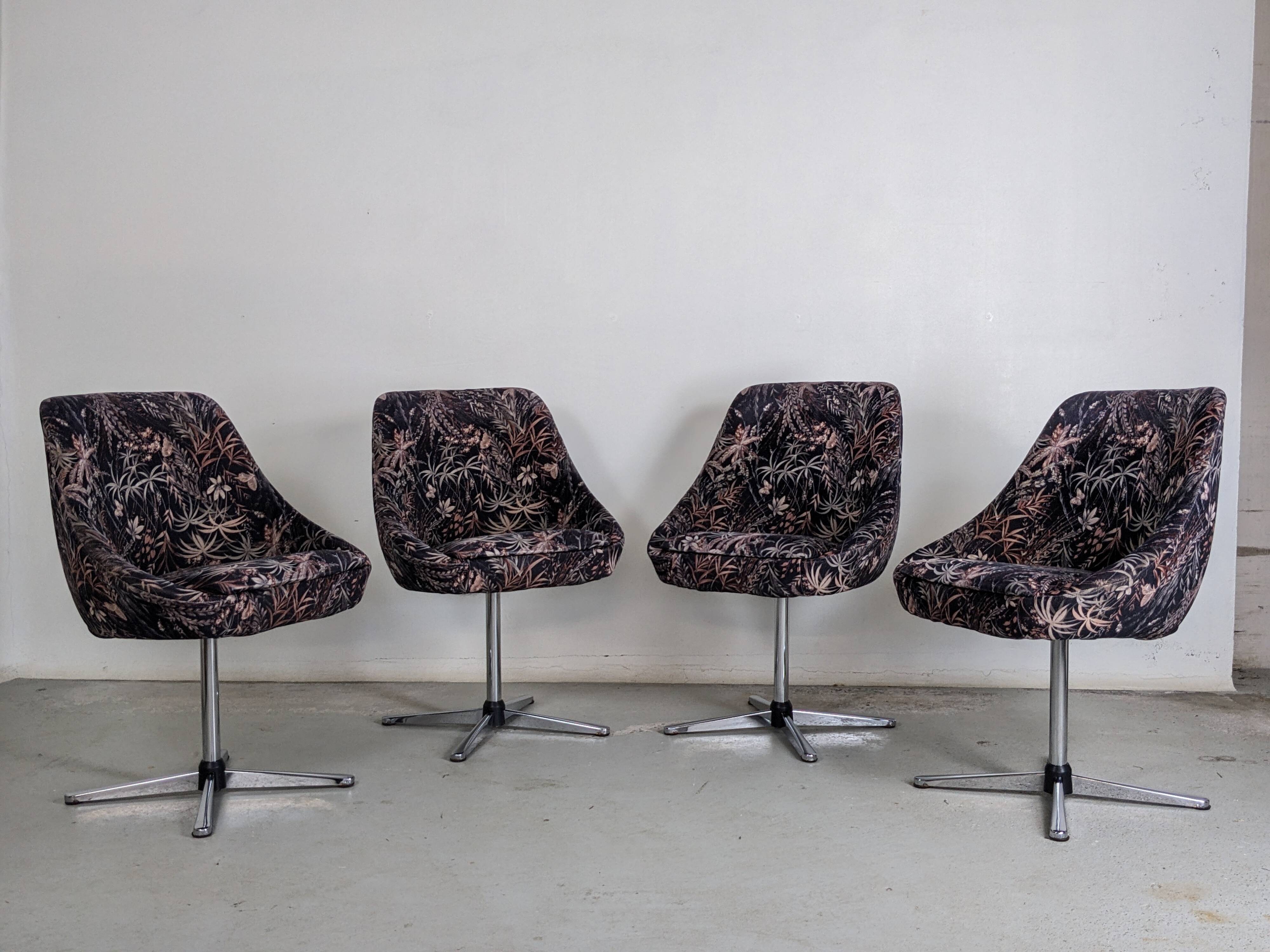 Set of 4 vintage swivel shell chairs - 1970s
