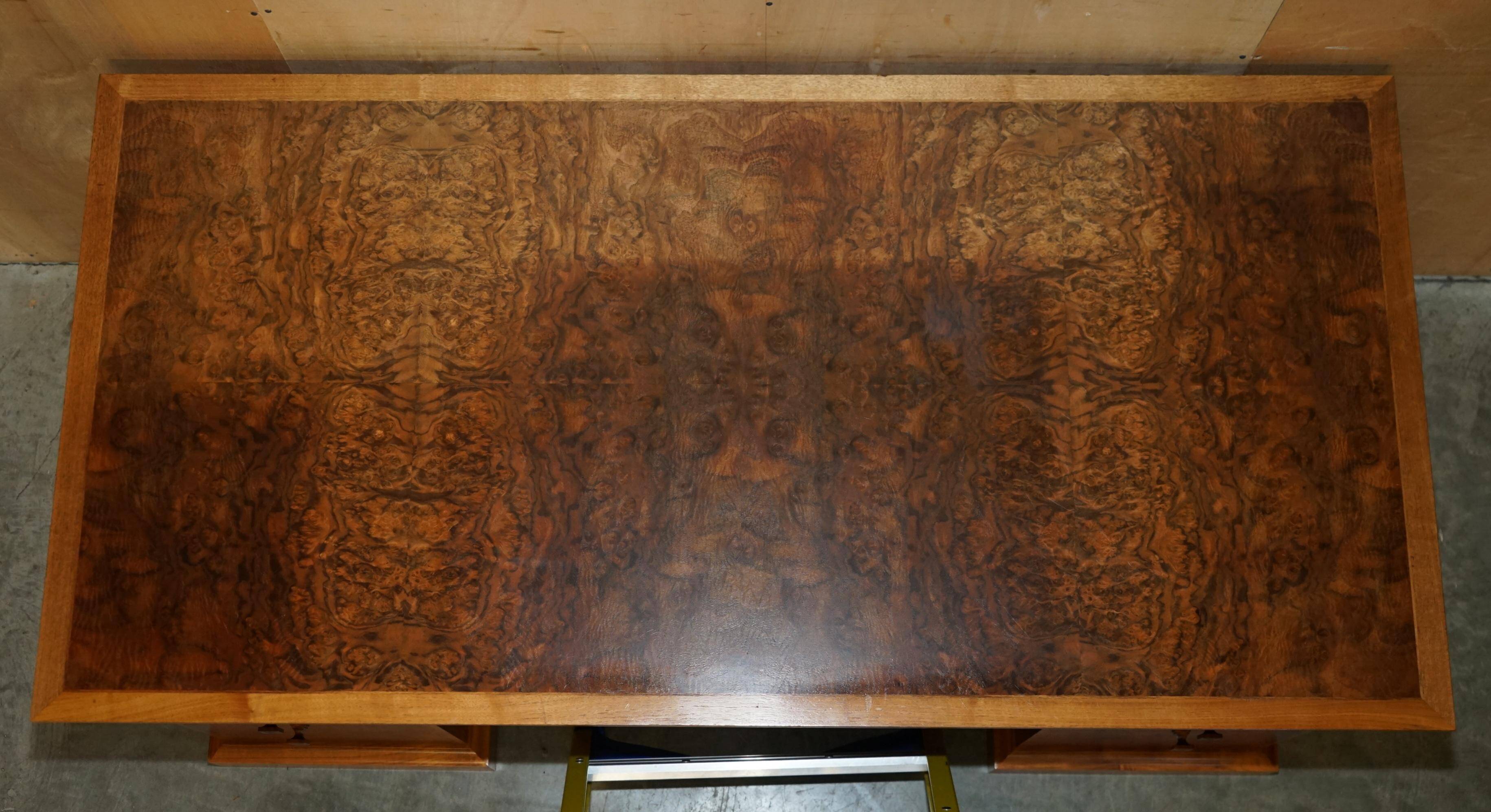 David Linley Burr walnut chest of drawers for light restoration.