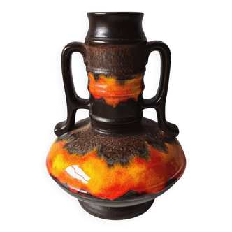 Large baluster ceramic vase, West Germany, Fat Lava 1970 vintage