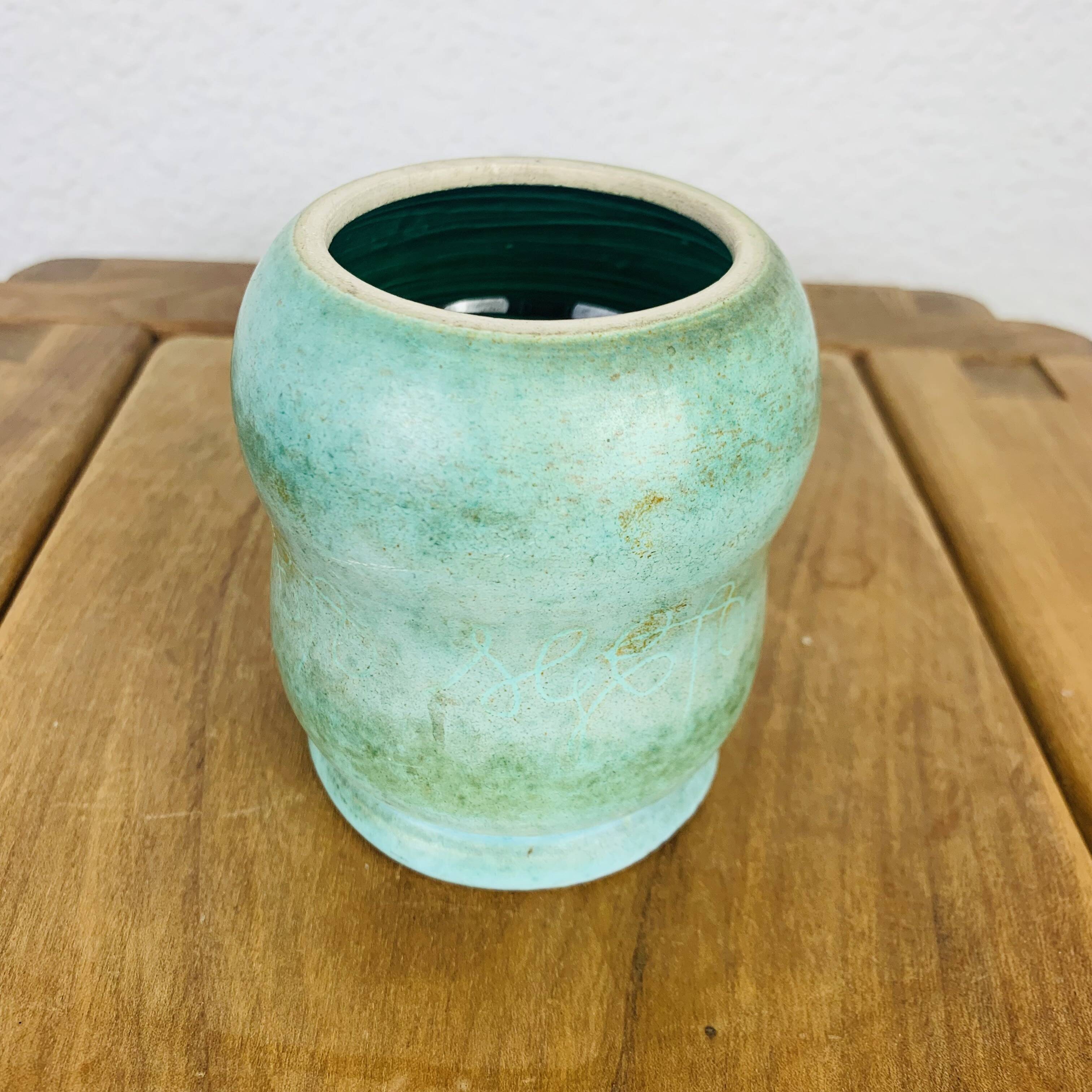 Vintage blue ceramic vase