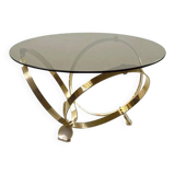 Knut Hesterberg round coffee table in brass with smoked glass