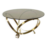 Knut Hesterberg round coffee table in brass with smoked glass