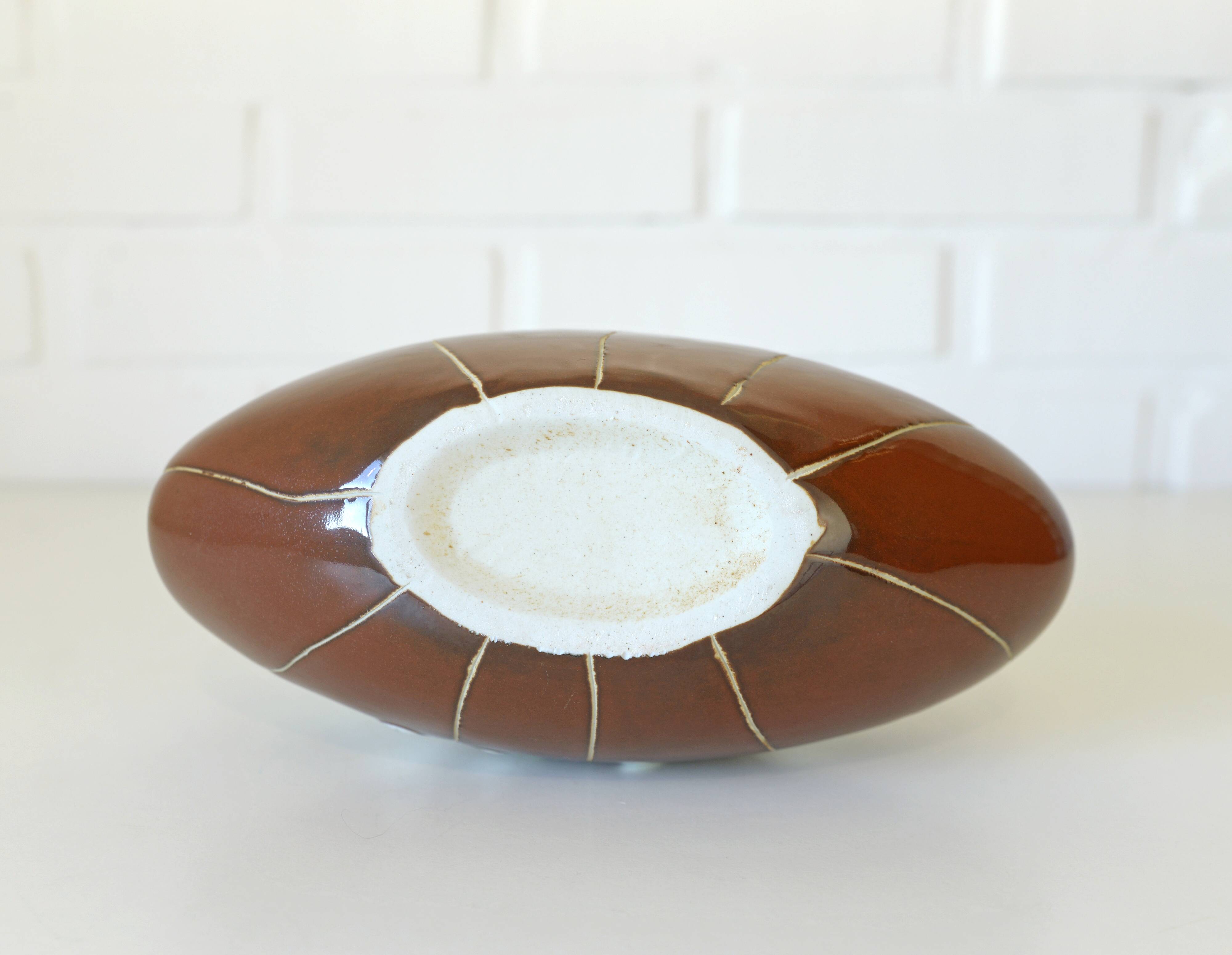 Vintage Brown Bud Fat Lava Ceramic Flower Art Vase Handmade Home Decor 1970