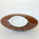 Vintage Brown Bud Fat Lava Ceramic Flower Art Vase Handmade Home Decor 1970