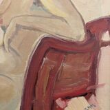 1949 Mid-Century Modern "Gaze Away" Swedish Nude Portrait Oil Painting, Framed