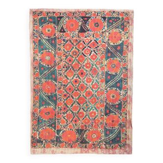 Vintage Indian khanta textile with floral pattern 230 x 170 cm