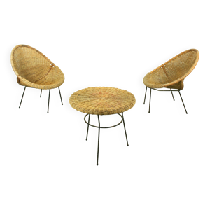 chaises en rotin italiennes - ensemble table