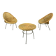1950s Italian Rattan Basket Chairs & Matching Bistro Table Set