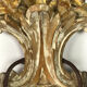 Pair of wall has 2 light wooden carved and patinated flowers decoration