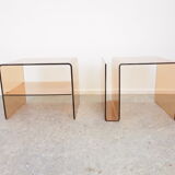 Pair of vintage smoked lucite perspex side tables