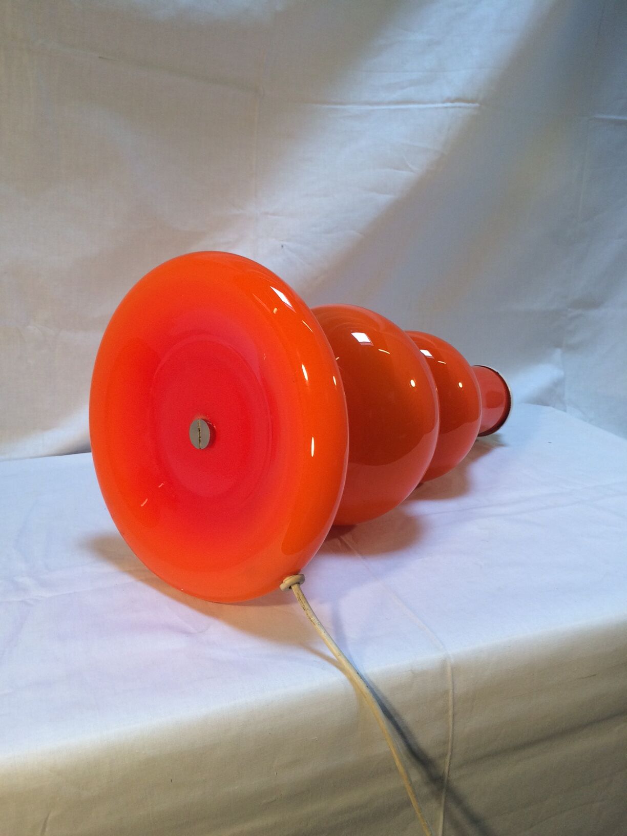 Vintage lamp foot in opaline orange double fires-years 70
