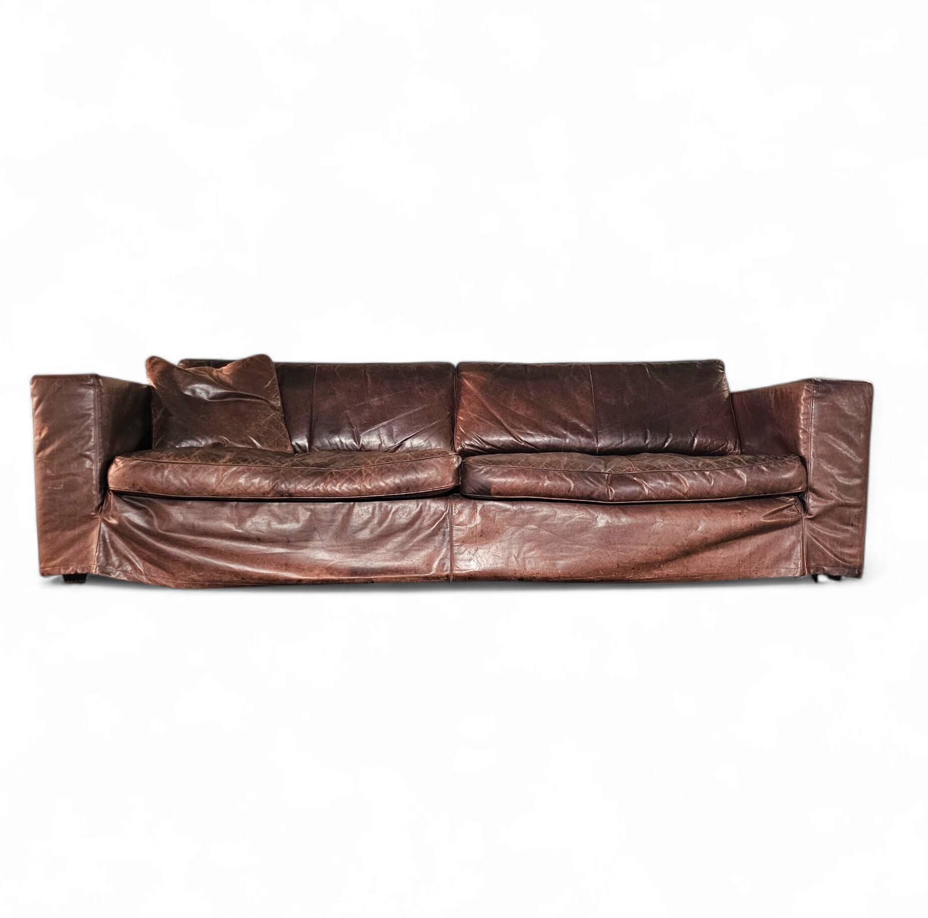 Massive / loose cover / brown leather / lounge sofa / 1970s/