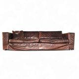 Massive / loose cover / brown leather / lounge sofa / 1970s/