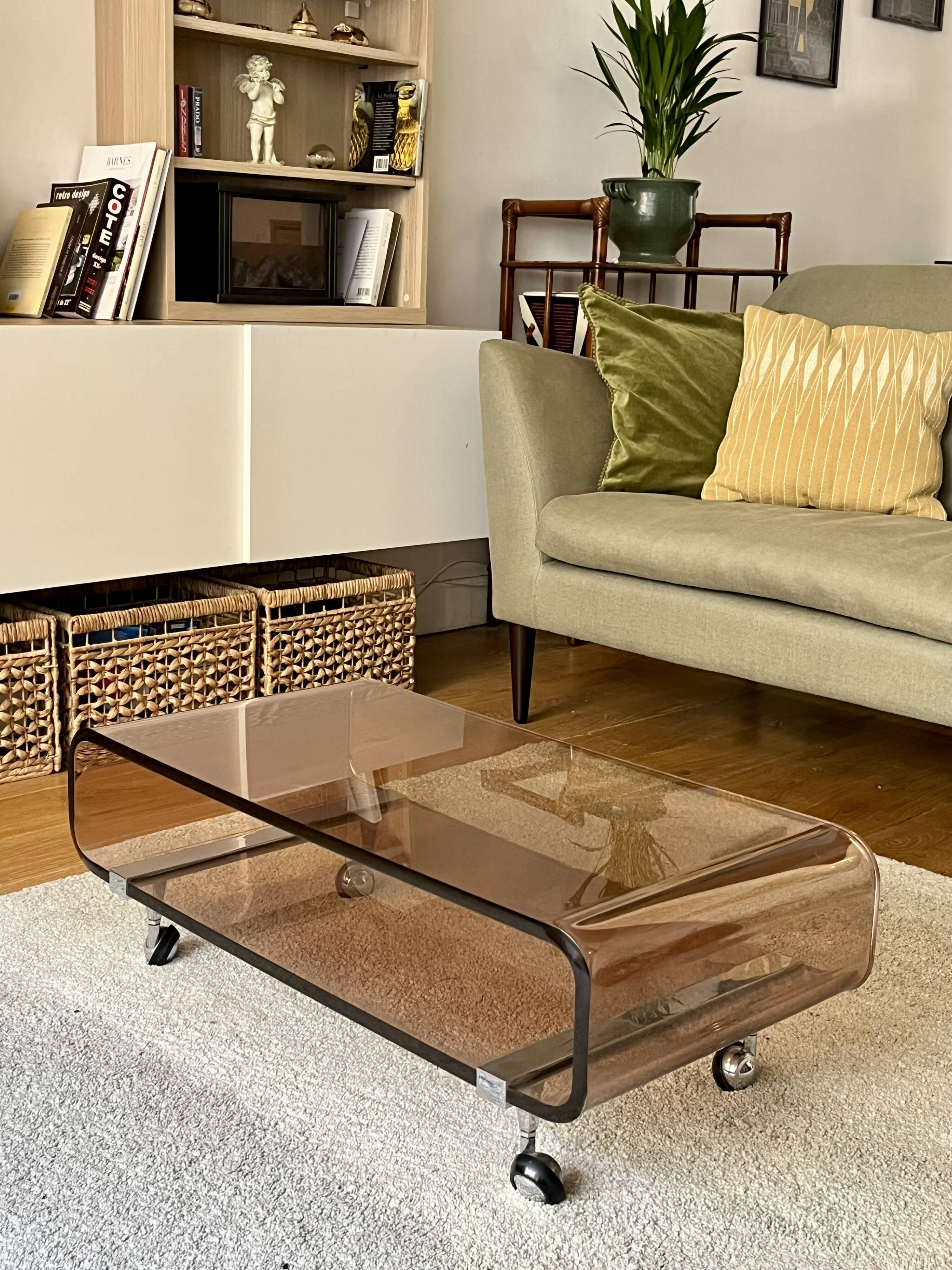 Plexiglass coffee table -Michel Dumas- Rochebobois- Very good condition