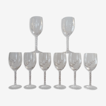 8 verres vin rouge cristal d'Arques, modèle fleury epi, 17,6 cm