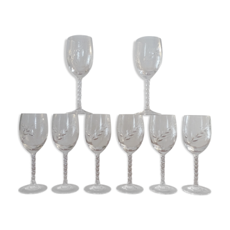 8 glasses red wine crystal of Arques, model fleury epi, 17,6 cm