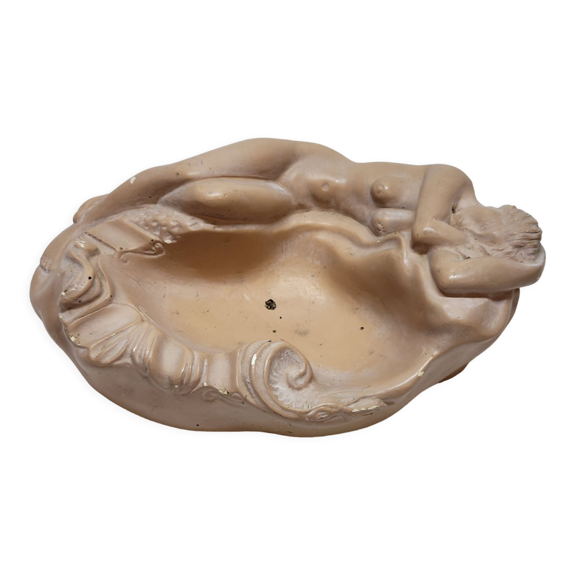Empty plaster pocket sleeping woman art nouveau signed Carlo Conte