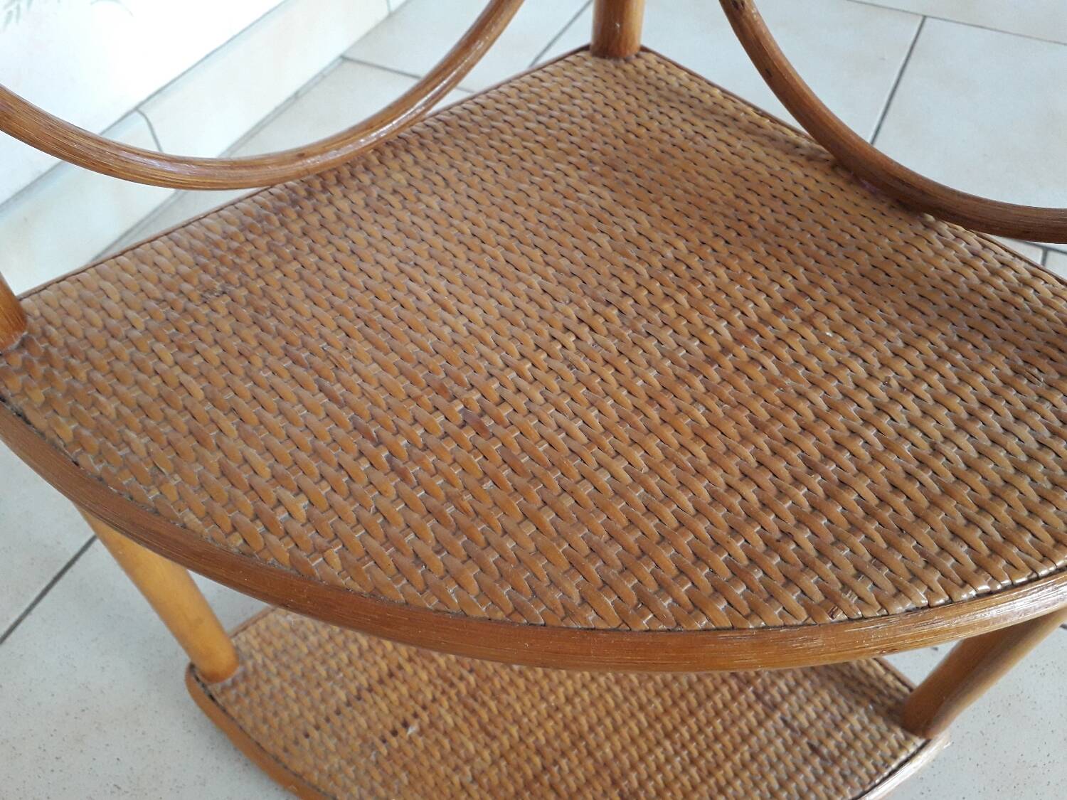 Bamboo rattan corner shelf