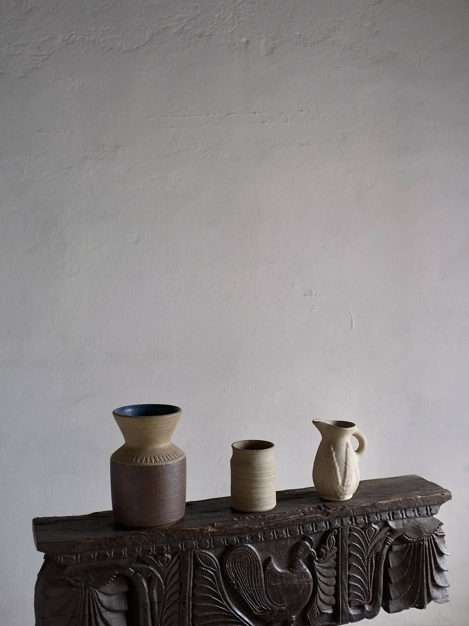 Ensemble de vases en grès beige Soholm | Danemark | Années 1960