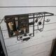 Art Deco coat rack in hammered wrought iron, 1950s.