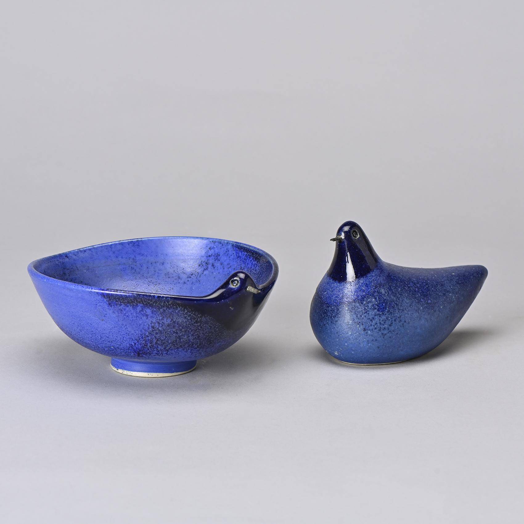 Set of two ceramic birds, Gérald Olivier, Switzerland circa 1970