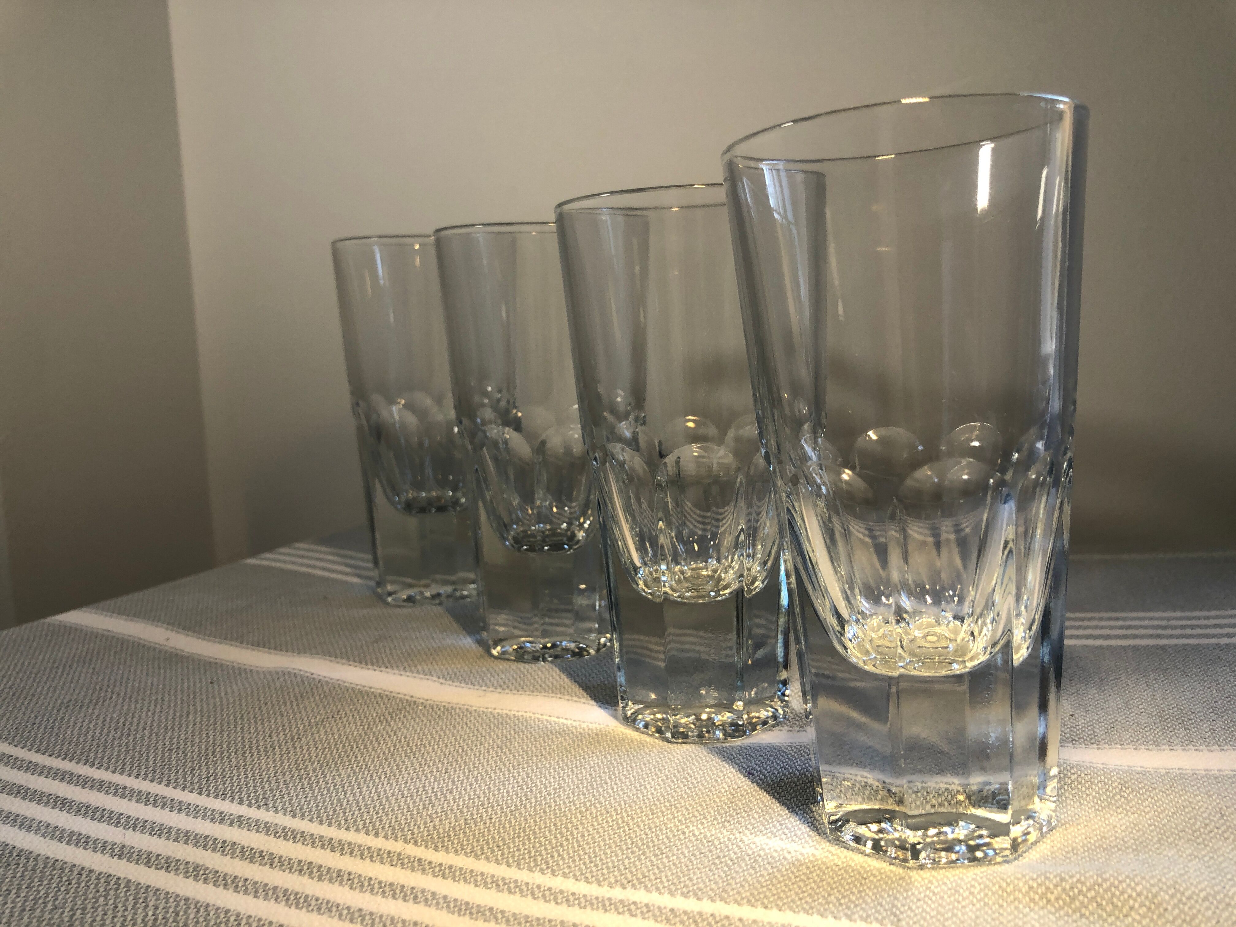 4 vintage cut glass aperitif glasses