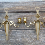 Paires d'appliques bougeoirs en laiton