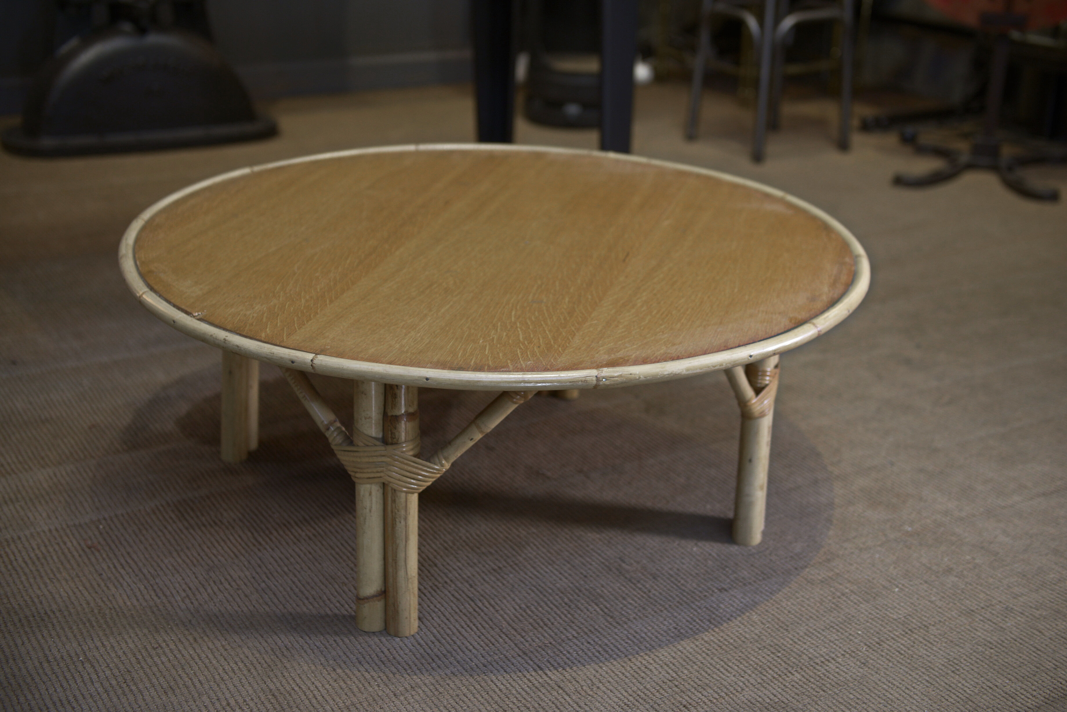 Round rattan coffee table 1960