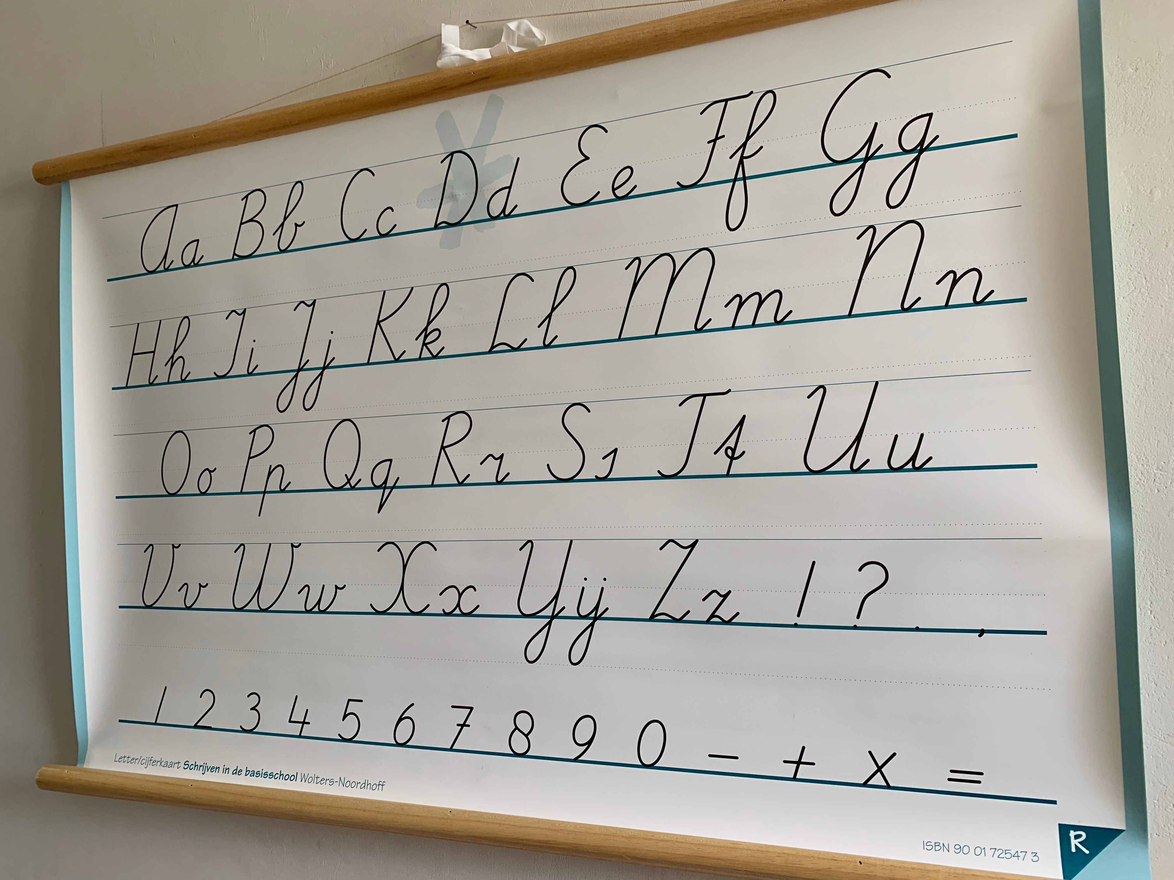 School and pedagogical poster, two-sided, alphabet and calculation