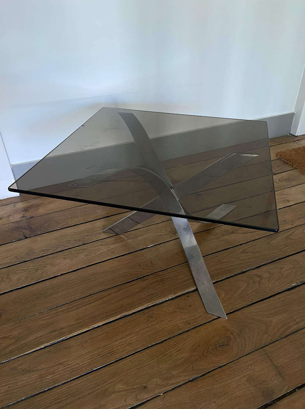 Chrome coffee table and smoked glass 1970