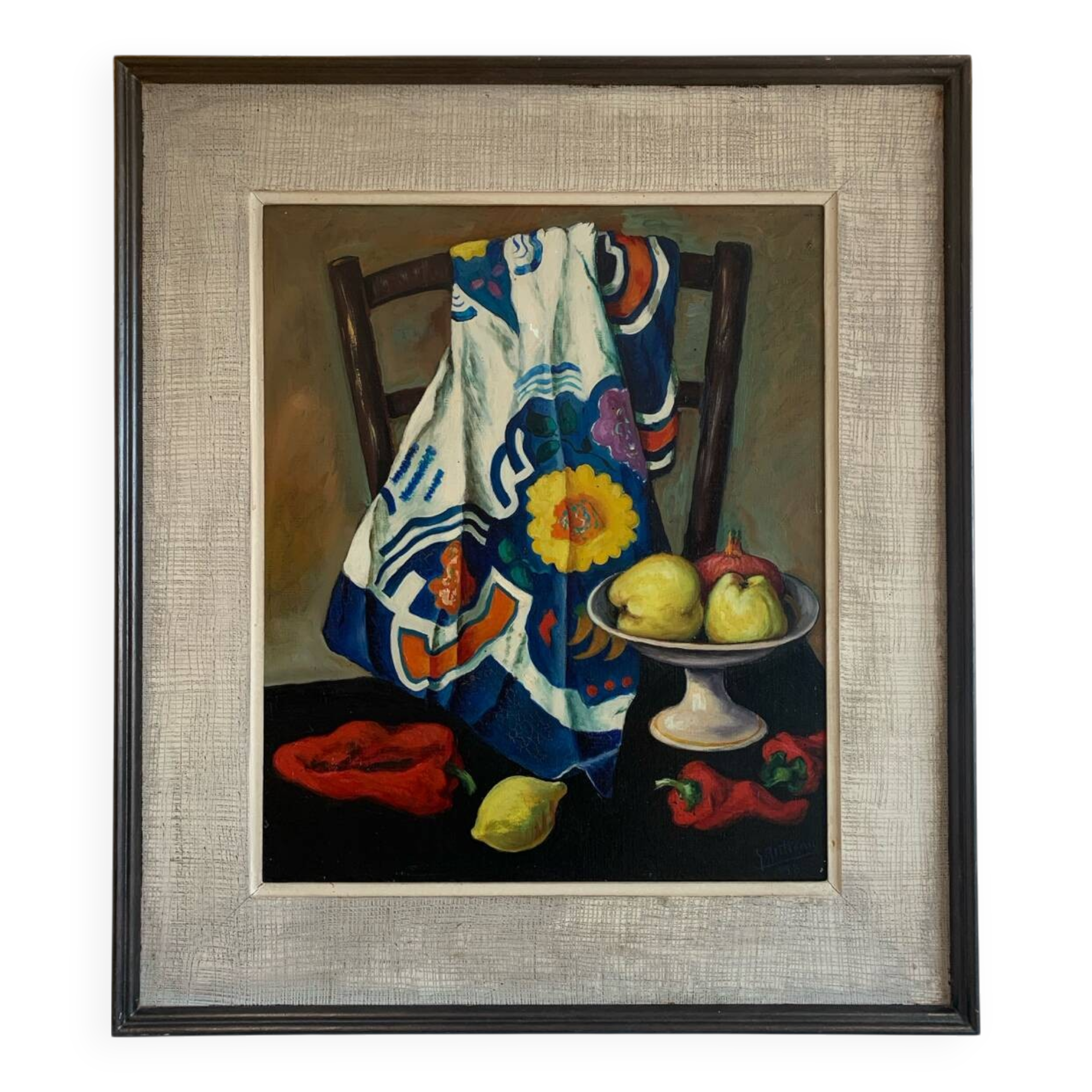 Oil on Canvas Still Life Gabriel Jutteau Vintage 1958