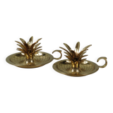 Elegant pineapple candlesticks in lacquered brass 1970-1980